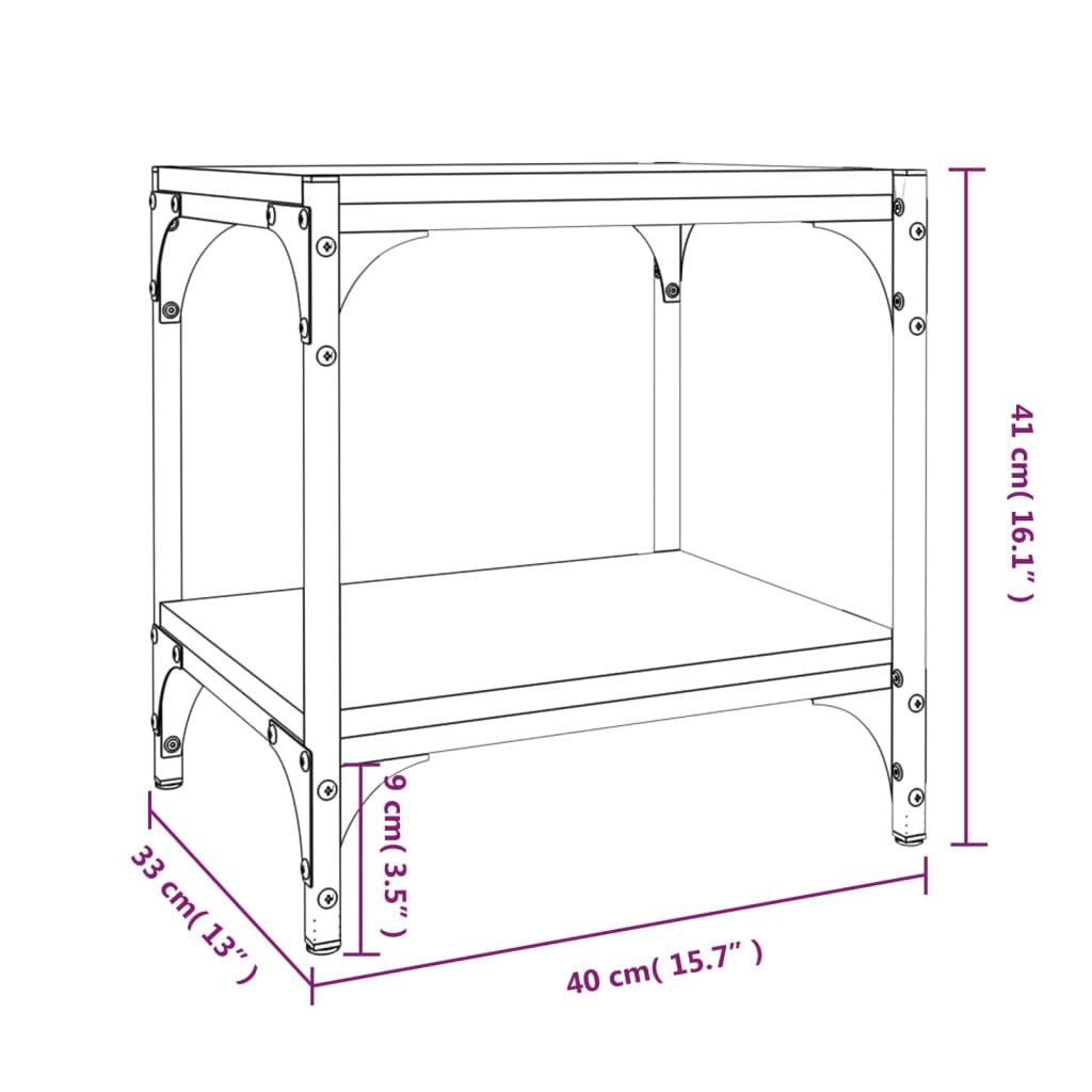 vidaXL TV-Schrank Räuchereiche 40x33x41 cm Holzwerkstoff und Stahl