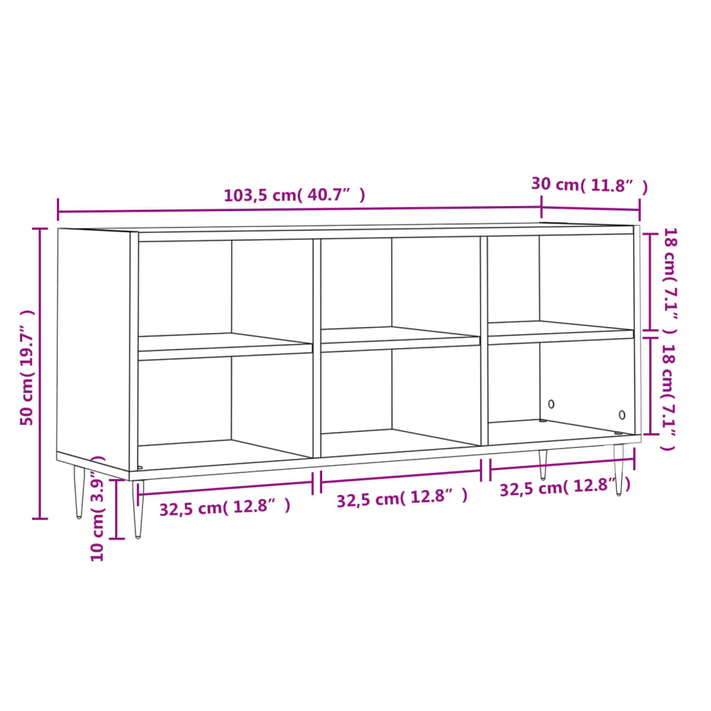 vidaXL TV-Schrank Schwarz 103,5x30x50 cm Holzwerkstoff