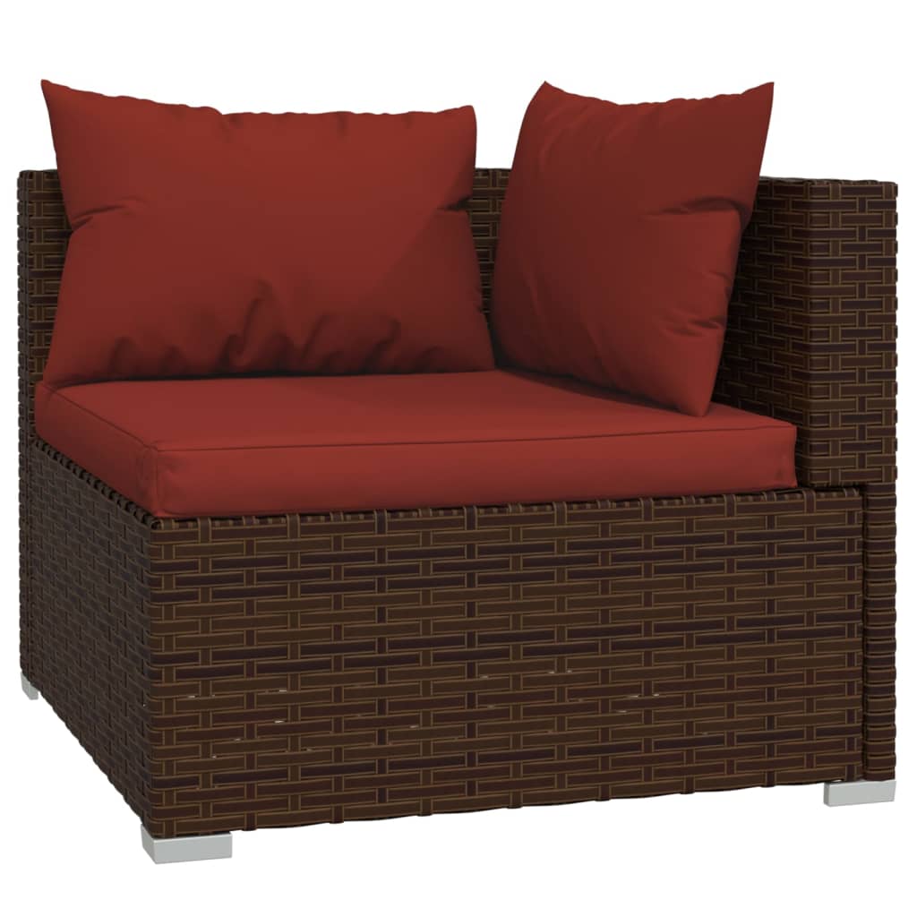 vidaXL 8-tlg. Garten-Lounge-Set mit Kissen Braun Poly Rattan