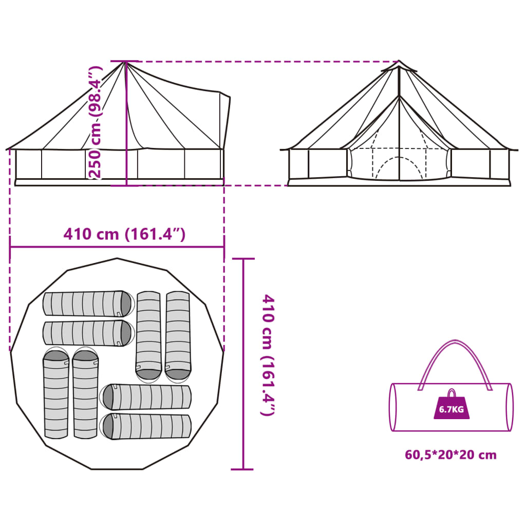 vidaXL Tipi-Familienzelt 8 Personen Grün Wasserdicht