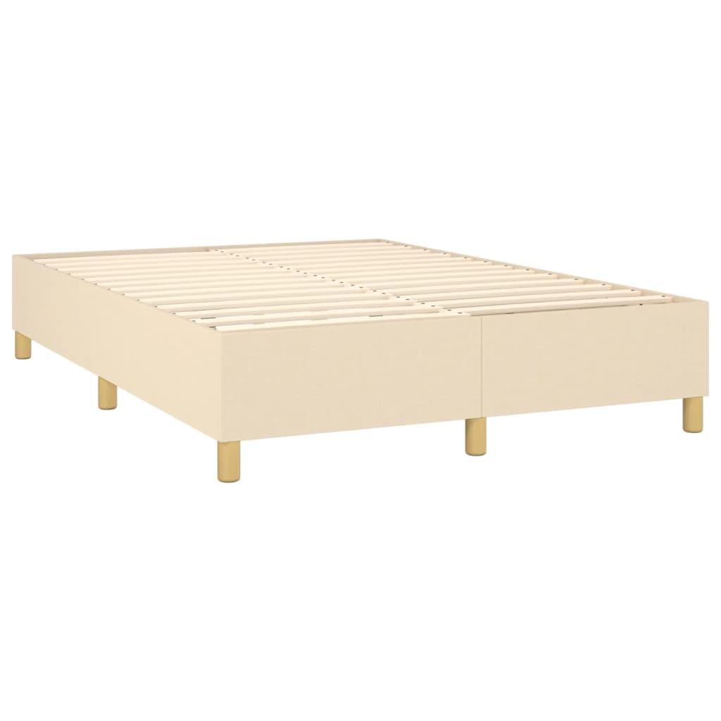 vidaXL Boxspringbett mit Matratze Creme 140x190 cm Stoff