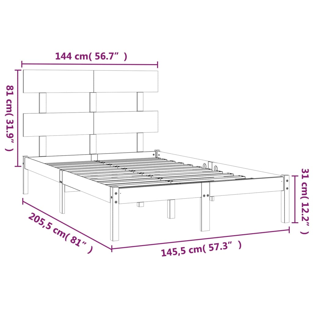 vidaXL Massivholzbett 140x200 cm