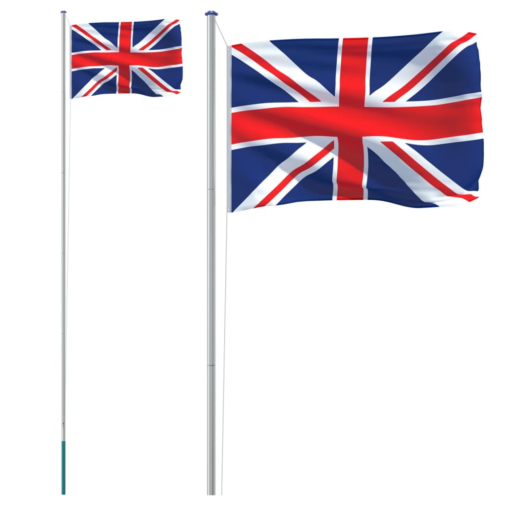 vidaXL Flagge Großbritanniens mit Mast 6,23 m Aluminium