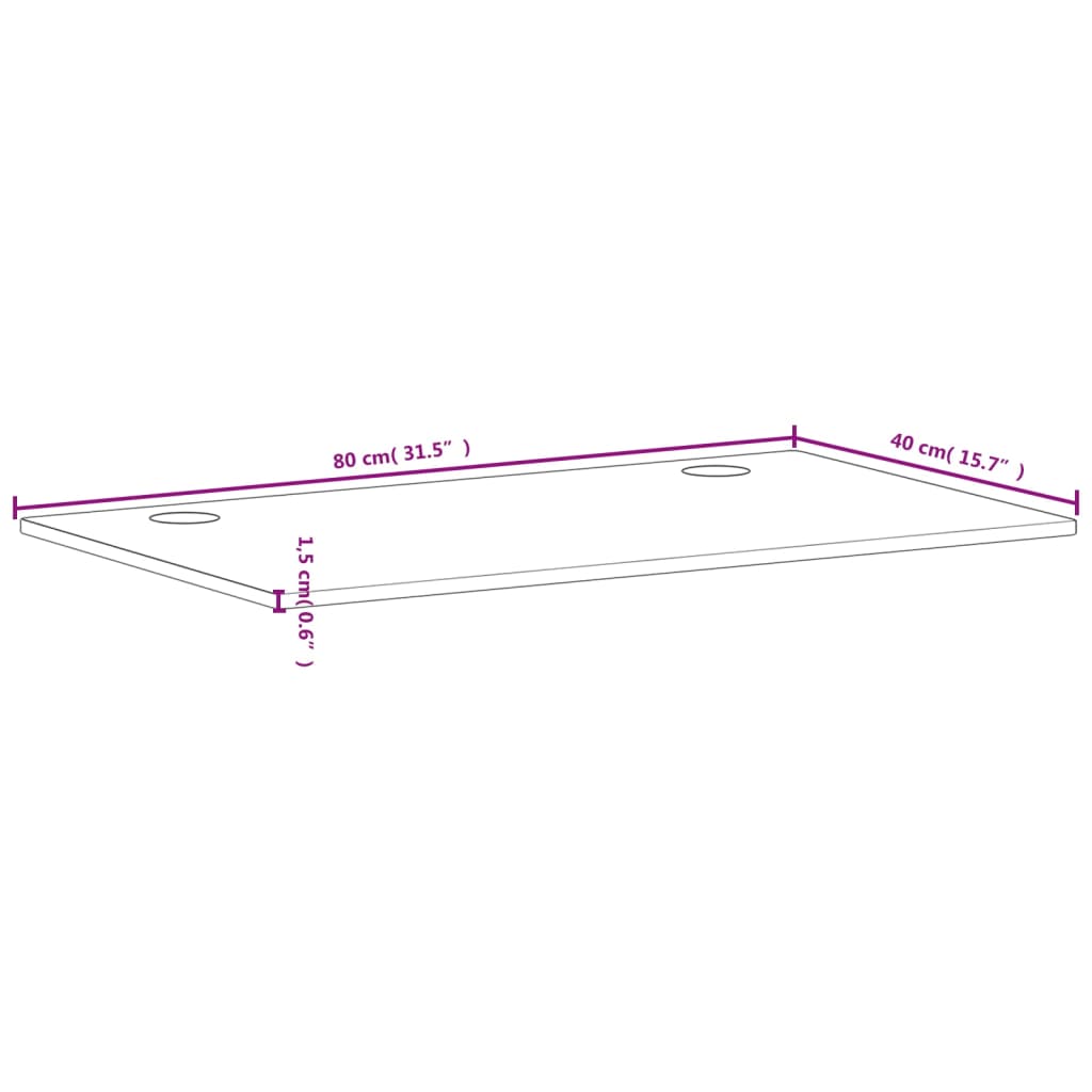 vidaXL Schreibtischplatte 80x40x1,5 cm Massivholz Buche