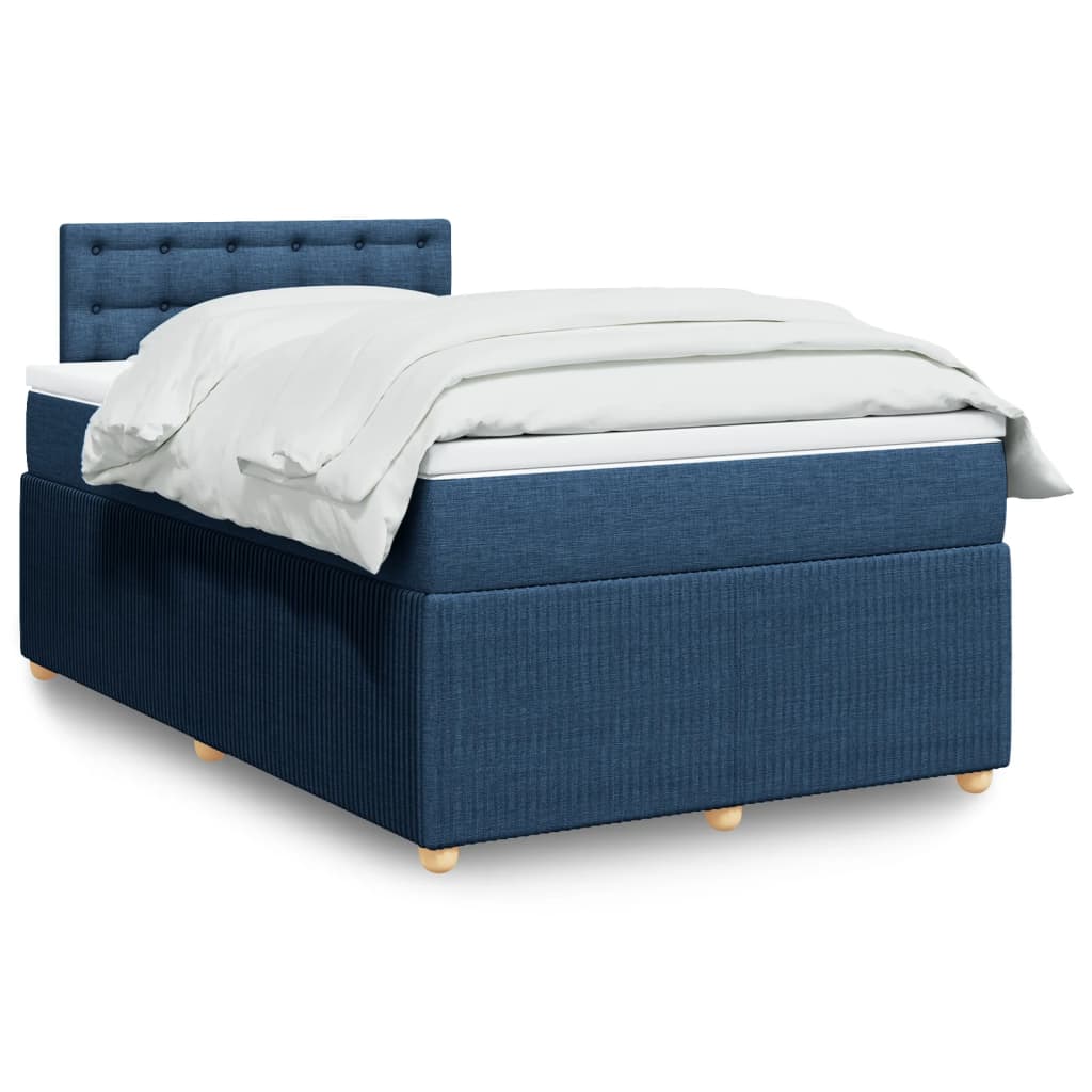 vidaXL Boxspringbett mit Matratze Blau 120x200 cm Stoff