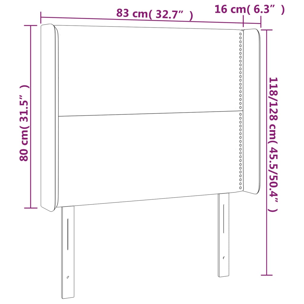 vidaXL Kopfteil mit Ohren Dunkelbraun 83x16x118/128 cm Stoff