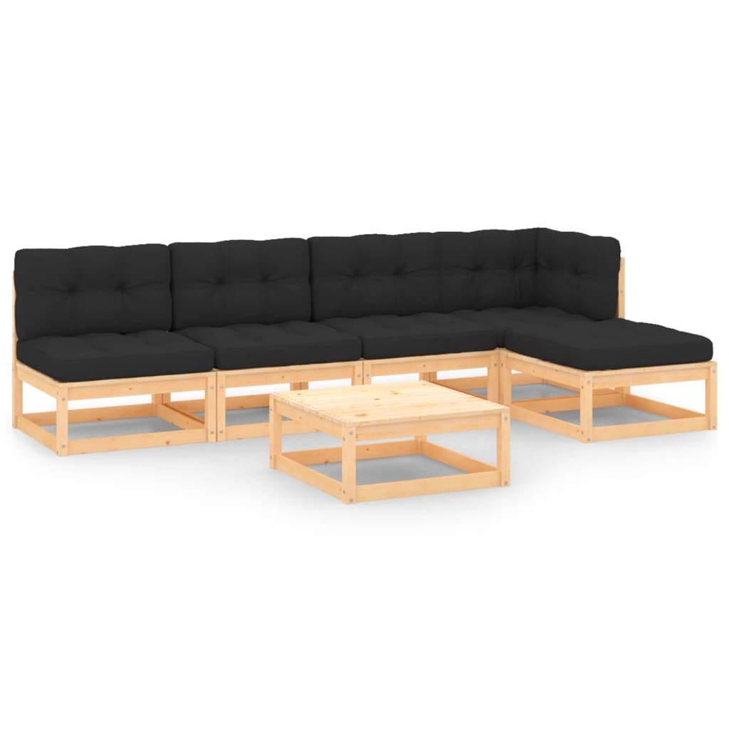 vidaXL 6-tlg. Garten-Lounge-Set mit Kissen Massivholz Kiefer