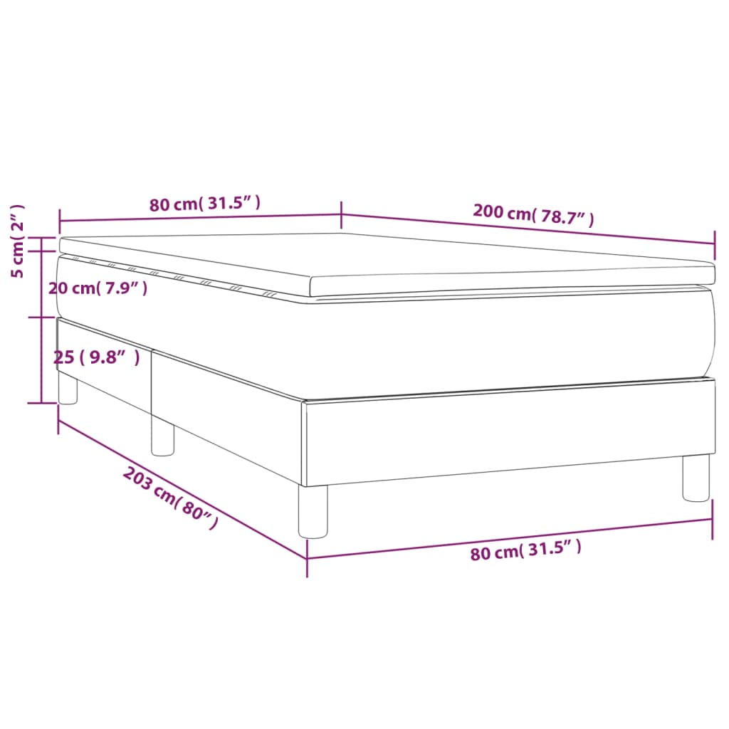 vidaXL Boxspringbett mit Matratze Hellgrau 80x200 cm Stoff