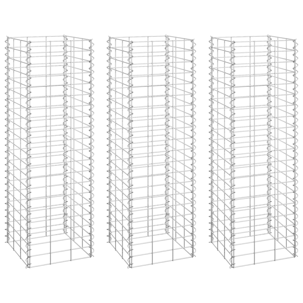 vidaXL Gabionen-Hochbeete 3 Stk. 30x30x100 cm Eisen