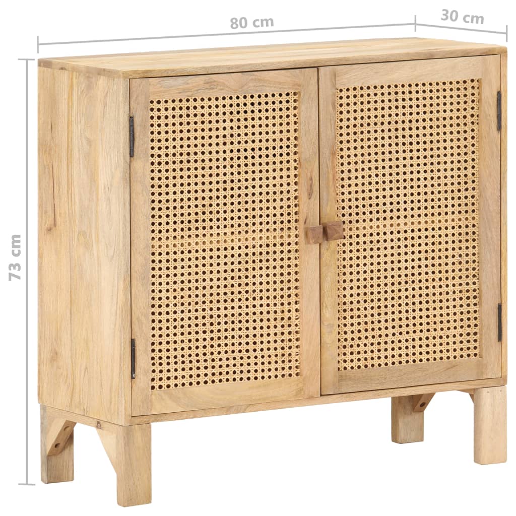 vidaXL Sideboard 80x30x73 cm Mango Massivholz und Rohrgeflecht