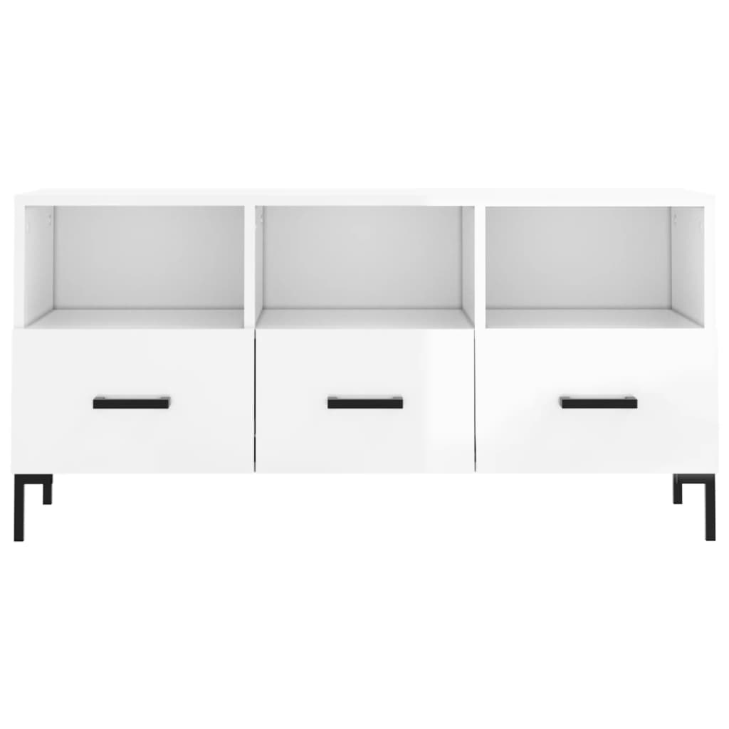 vidaXL TV-Schrank Hochglanz-Weiß 102x36x50 cm Holzwerkstoff