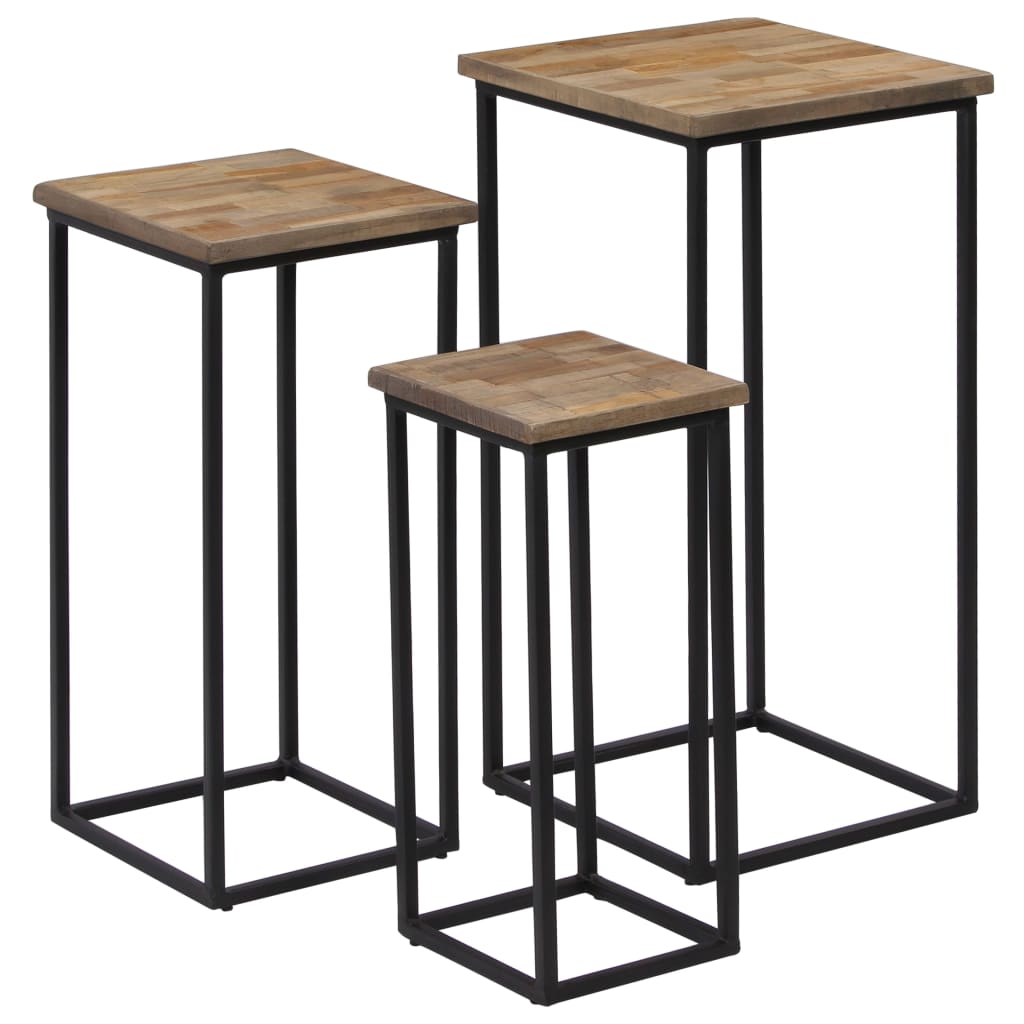 vidaXL Beistelltisch-Set 3-tlg. Recyceltes Teak