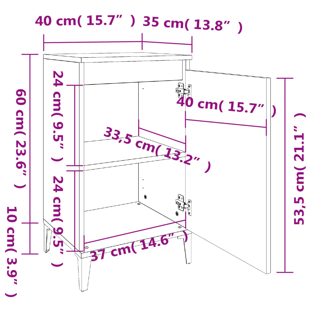 vidaXL Nachttische 2 Stk. Hochglanz-Weiß 40x35x70 cm Holzwerkstoff