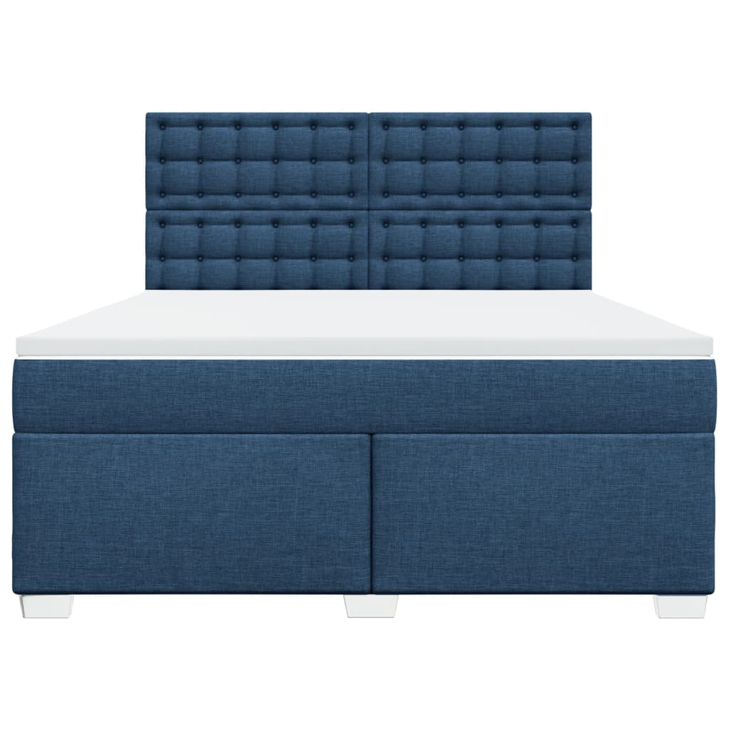 vidaXL Boxspringbett mit Matratze Blau 180x200 cm Stoff