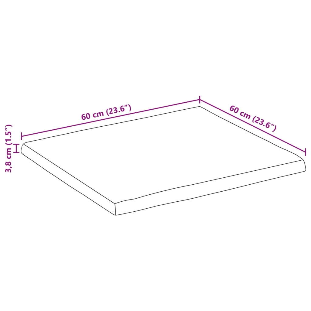 vidaXL Tischplatte mit Baumkante 60x60x3,8 cm Massivholz Mango