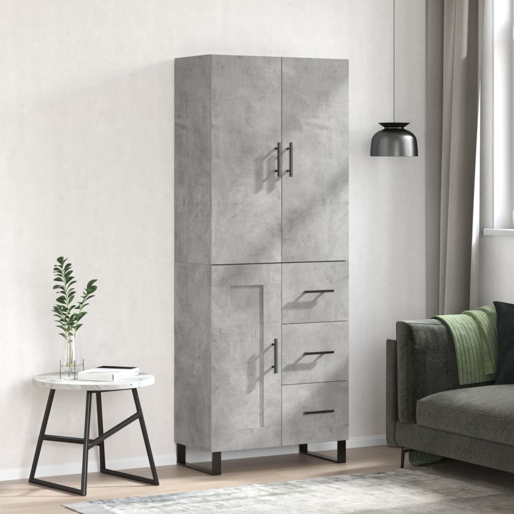 vidaXL Highboard Betongrau 69,5x34x180 cm Holzwerkstoff