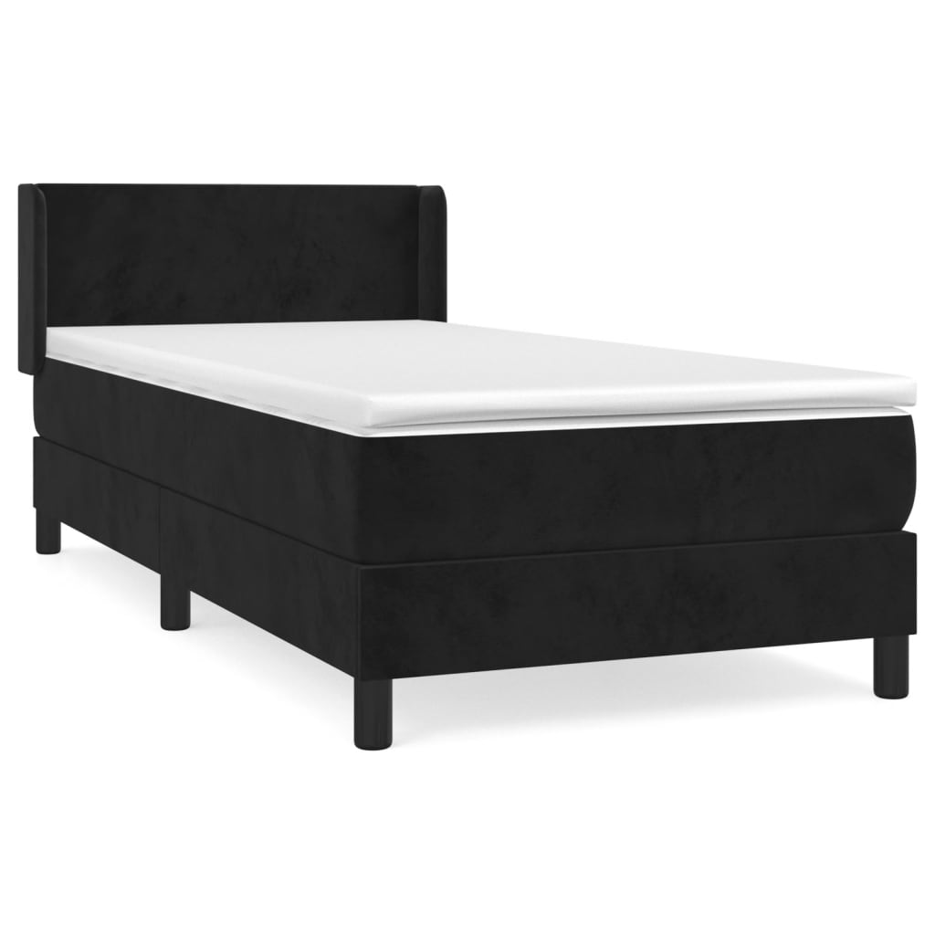 vidaXL Boxspringbett mit Matratze Schwarz 80x200 cm Samt