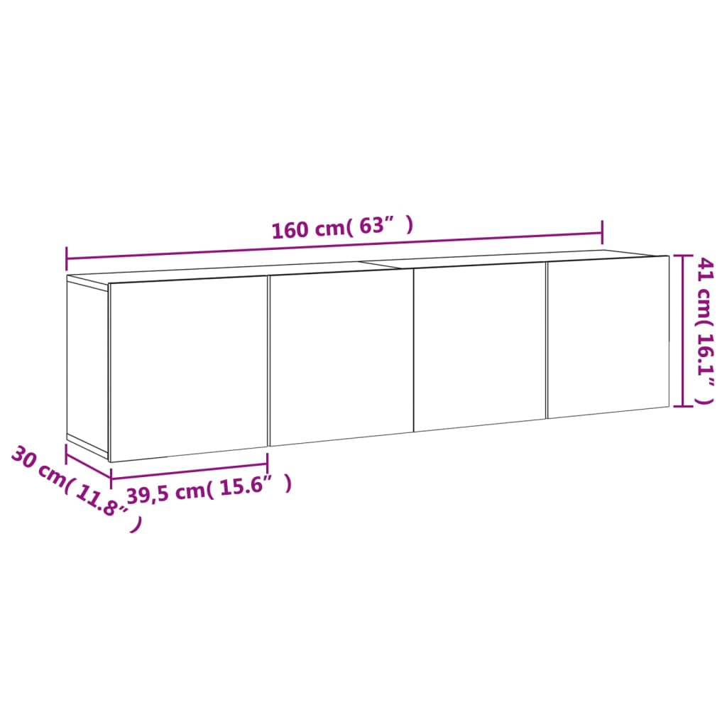 vidaXL TV-Wandschränke 2 Stk. Braun Eichen-Optik 80x30x41 cm