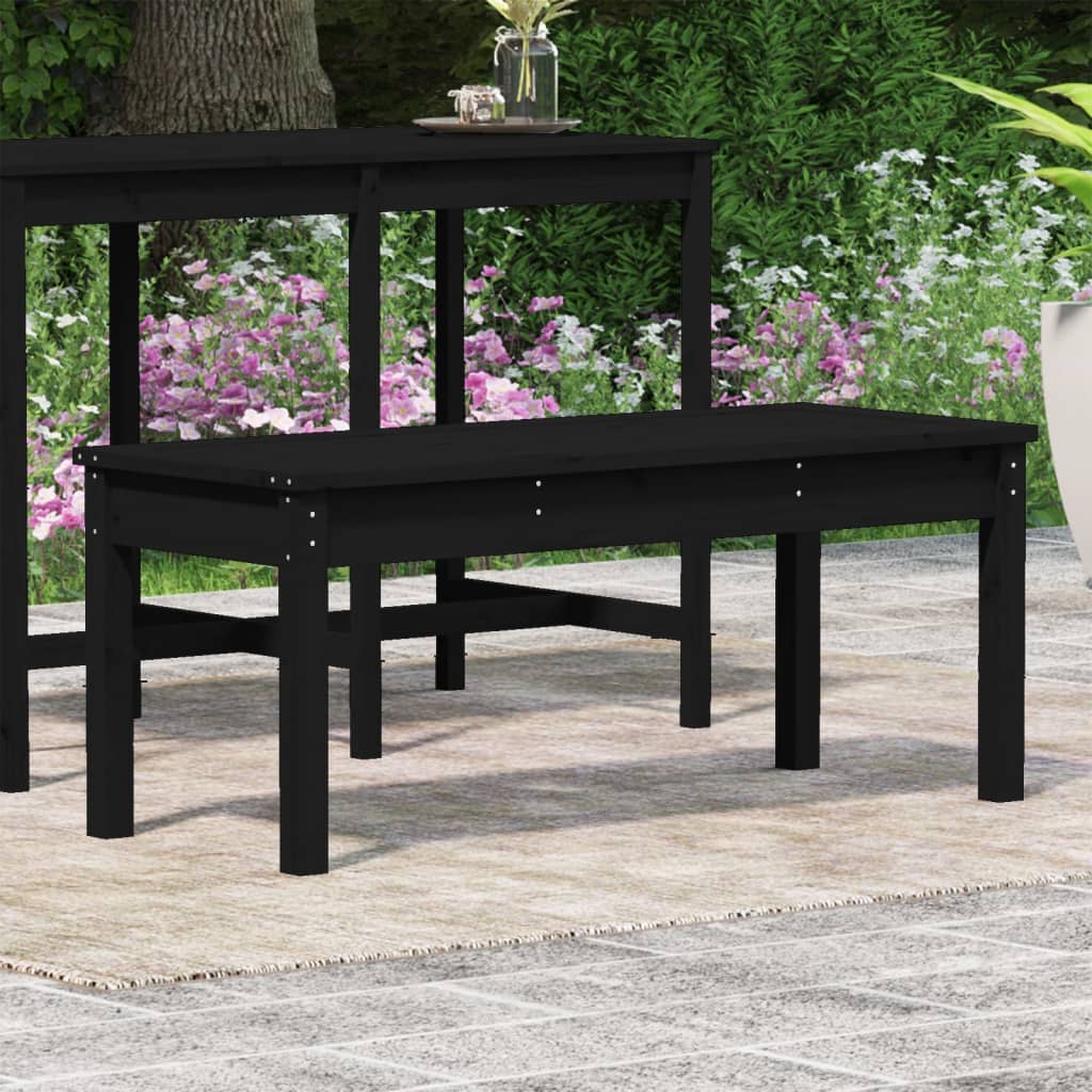 vidaXL Gartenbank Schwarz 109x44x45 cm Massivholz Kiefer