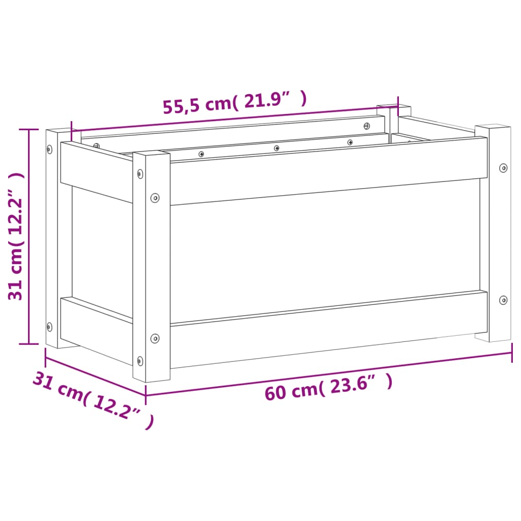 vidaXL Pflanzkübel 60x31x31 cm Massivholz Douglasie