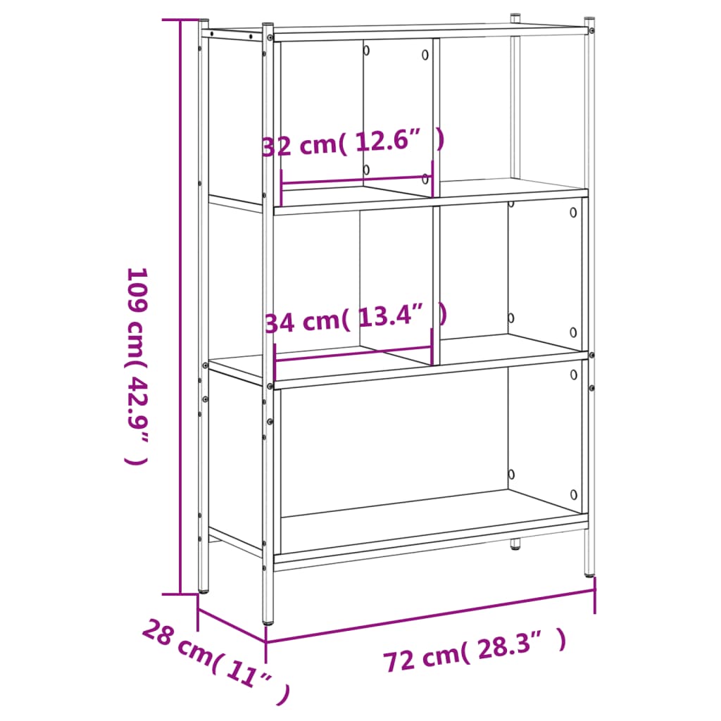 vidaXL Bücherregal Räuchereiche 72x28x109 cm Holzwerkstoff