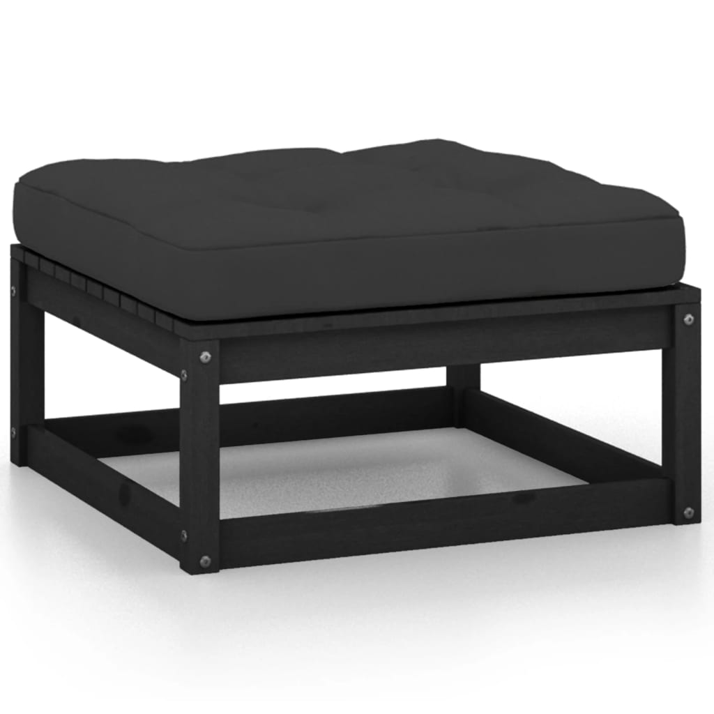 vidaXL 12-tlg. Garten-Lounge-Set mit Kissen Schwarz Massivholz Kiefer