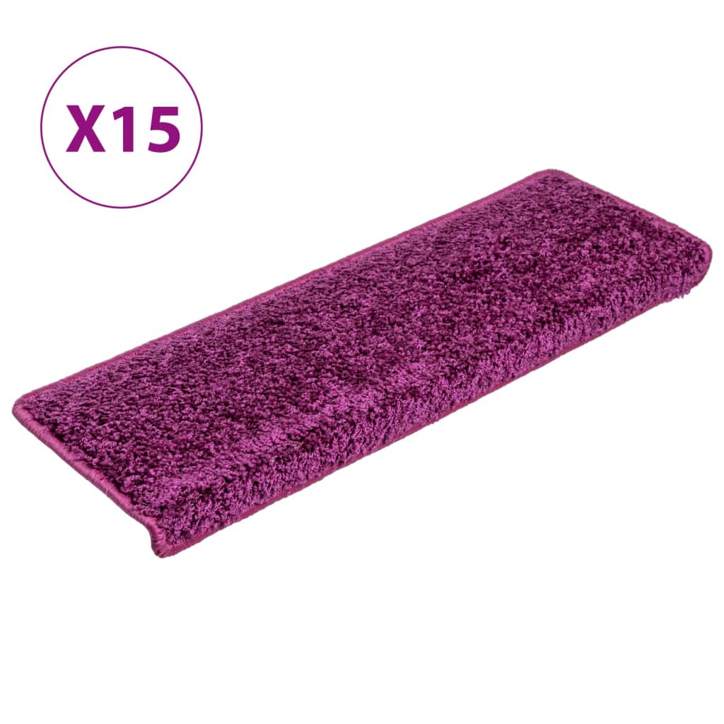 vidaXL Teppich-Treppenstufen 15 Stk. 65x21x4 cm Violett