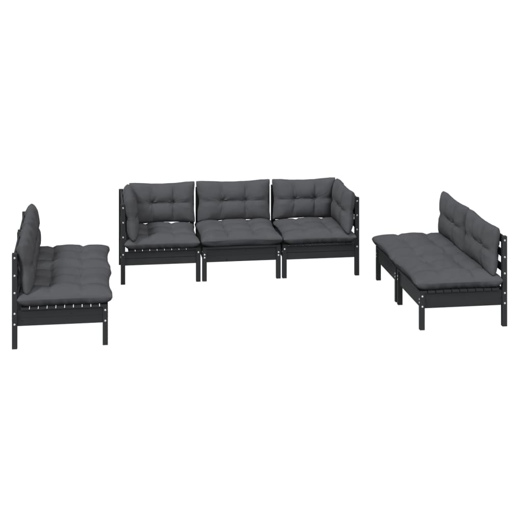 vidaXL 7-tlg. Garten-Lounge-Set mit Kissen Massivholz Kiefer