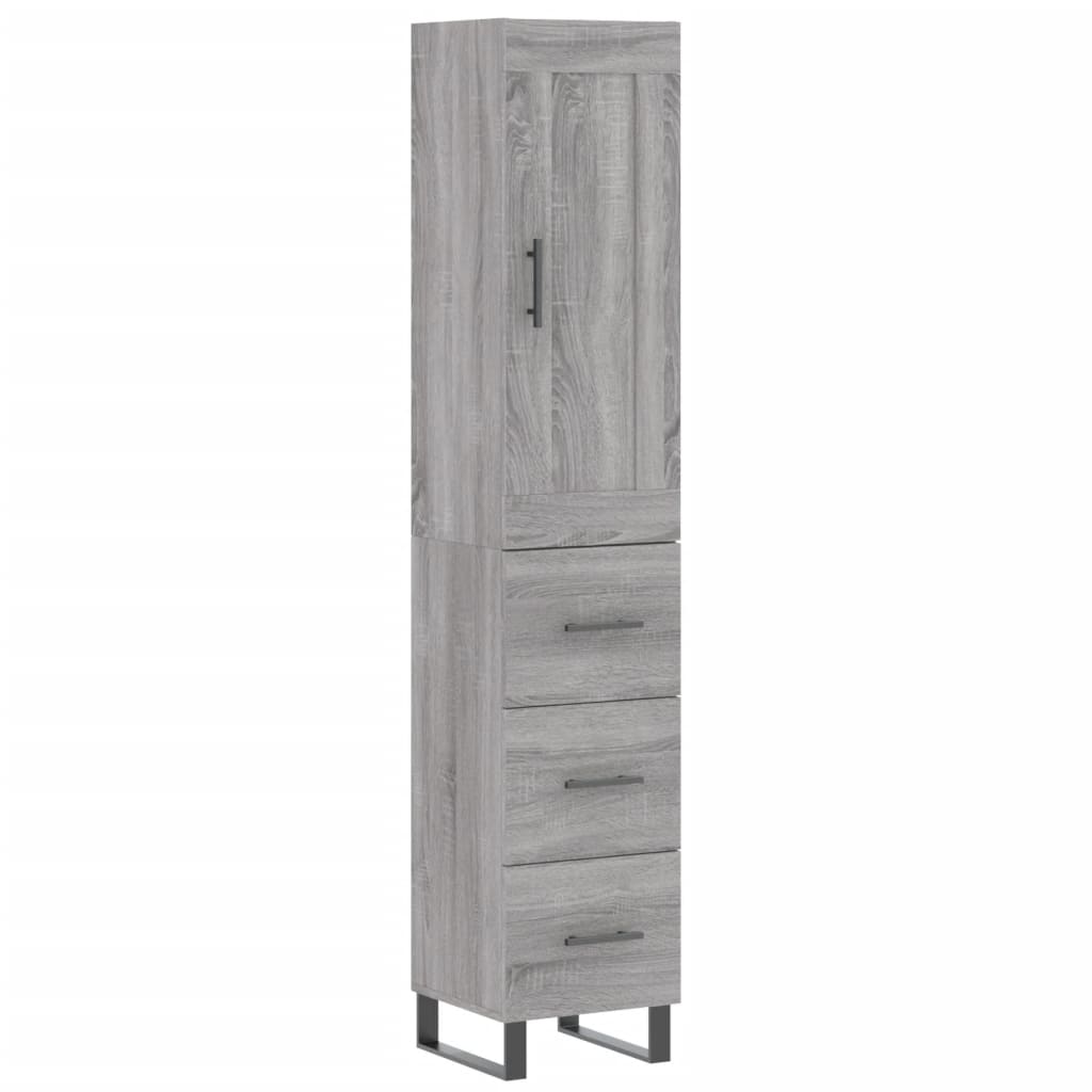 vidaXL Highboard Grau Sonoma 34,5x34x180 cm Holzwerkstoff