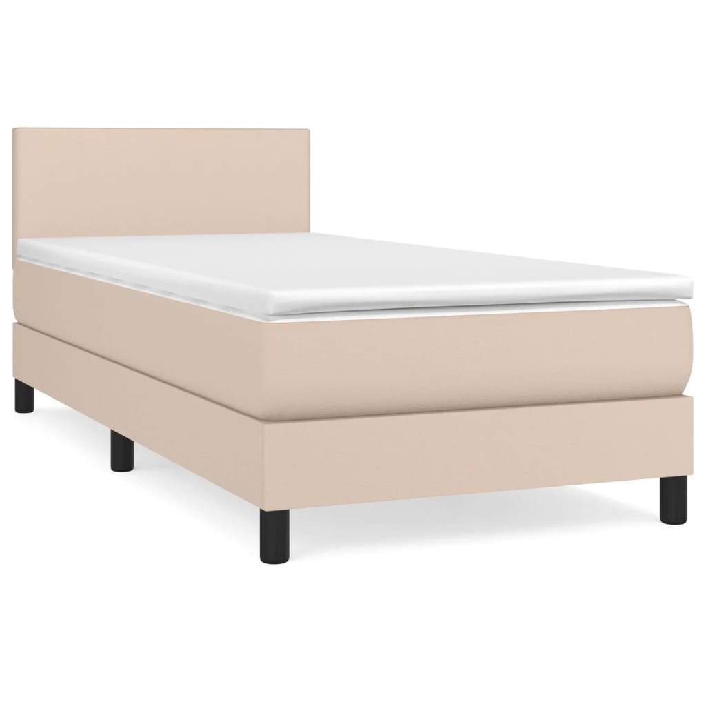 vidaXL Boxspringbett Matratze Cappuccino-Braun 100x200cm Kunstleder