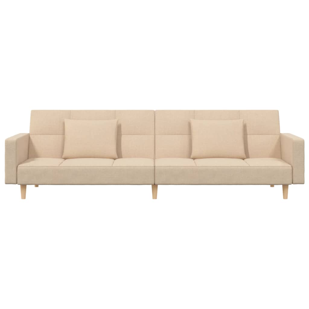 vidaXL Schlafsofa 2-Sitzer mit 2 Kissen Creme Stoff