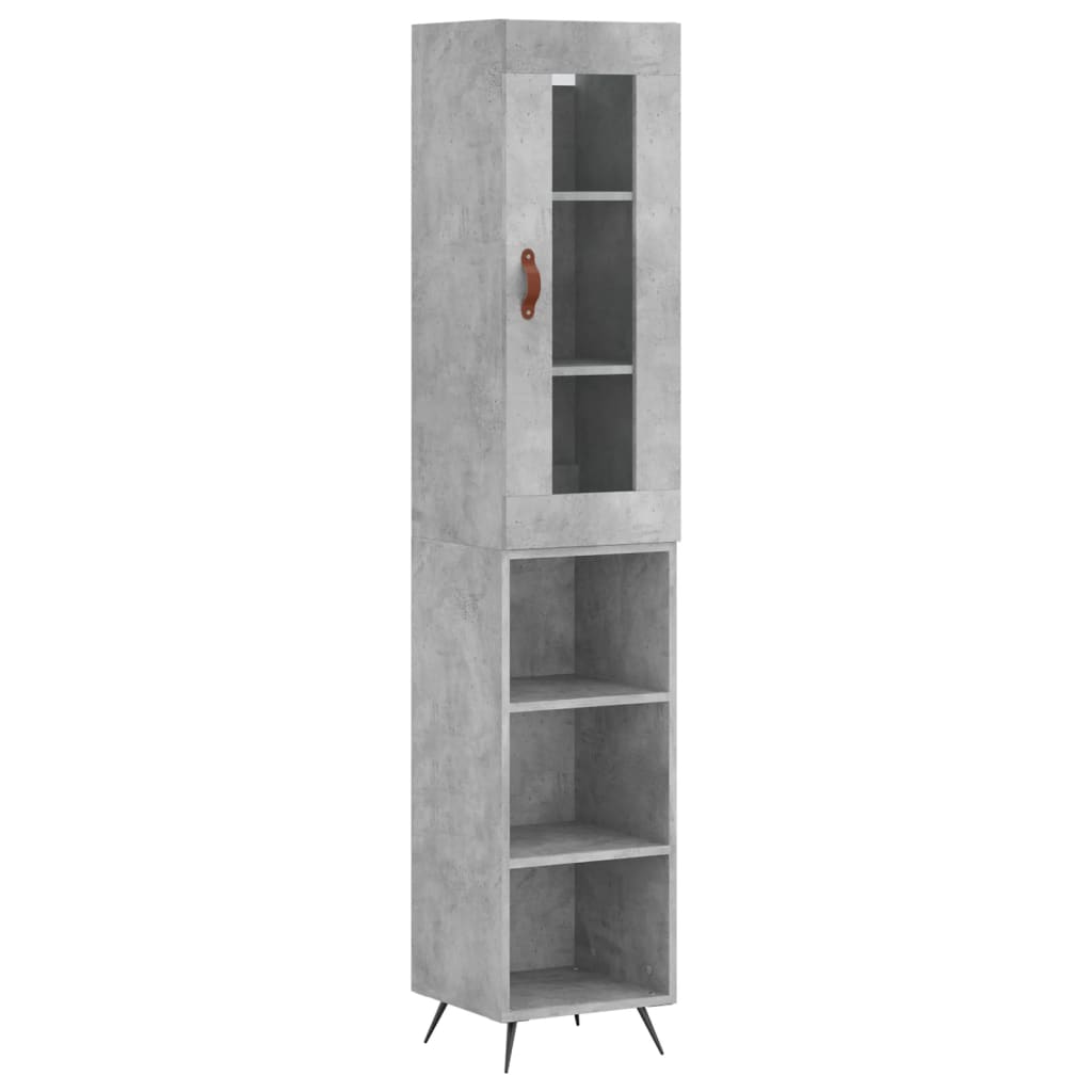 vidaXL Highboard Betongrau 34,5x34x180 cm Holzwerkstoff