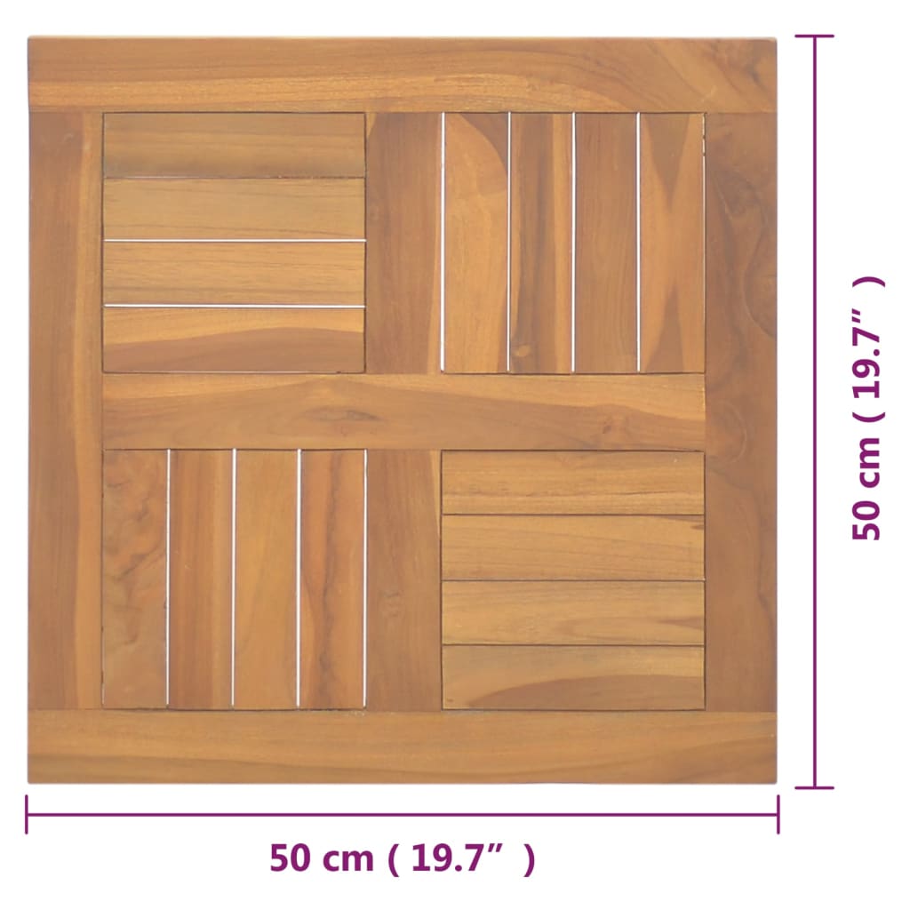 vidaXL Tischplatte Quadratisch 50x50x2,5 cm Massivholz Teak
