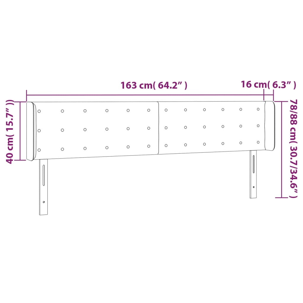 vidaXL LED Kopfteil Dunkelgrau 163x16x78/88 cm Stoff