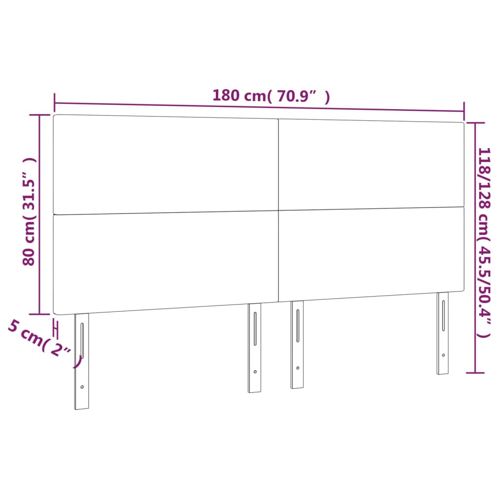 vidaXL LED Kopfteil Schwarz 180x5x118/128 cm Kunstleder