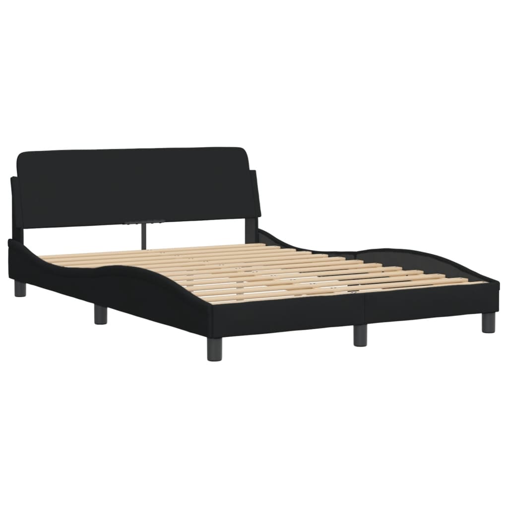 vidaXL Bett mit Matratze Schwarz 120x200 cm Stoff