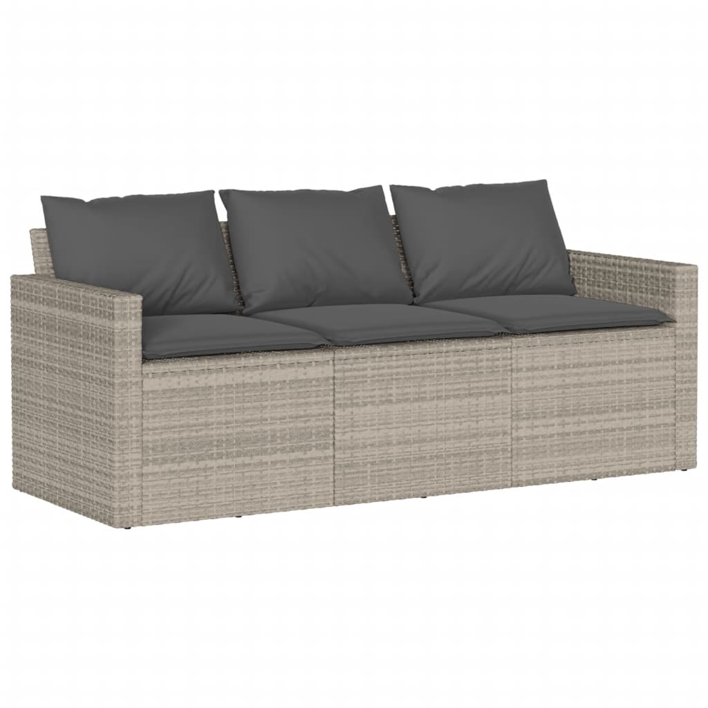 vidaXL 6-tlg. Garten-Sofagarnitur mit Kissen Hellgrau Poly Rattan