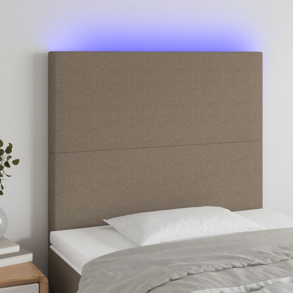 vidaXL LED Kopfteil Taupe 100x5x118/128 cm Stoff