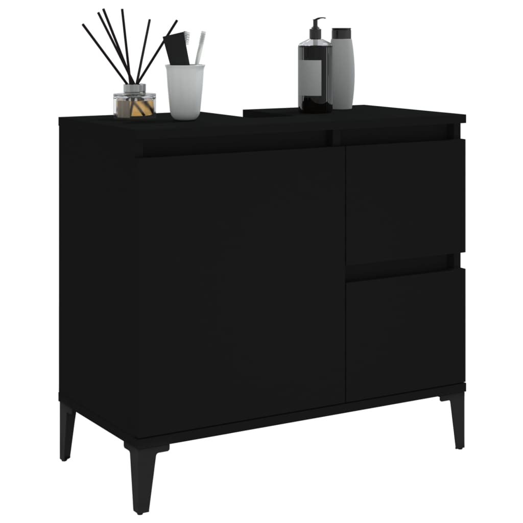 vidaXL Badschrank Schwarz 65x33x60 cm Holzwerkstoff