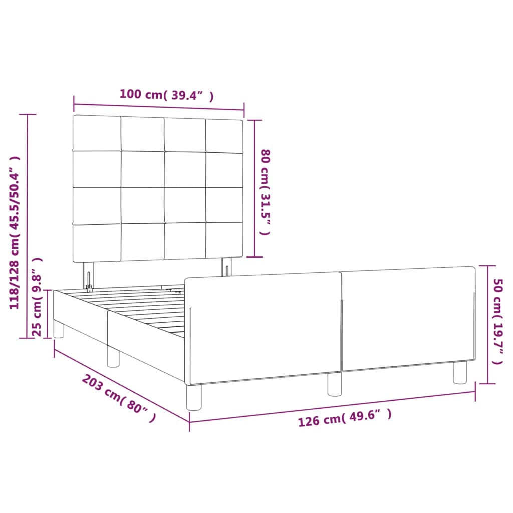 vidaXL Bettgestell mit Kopfteil Rosa 120x200 cm Samt