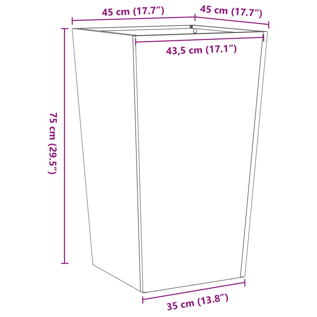 vidaXL Pflanzkübel 2 Stk. 45x45x75 cm Verzinkter Stahl