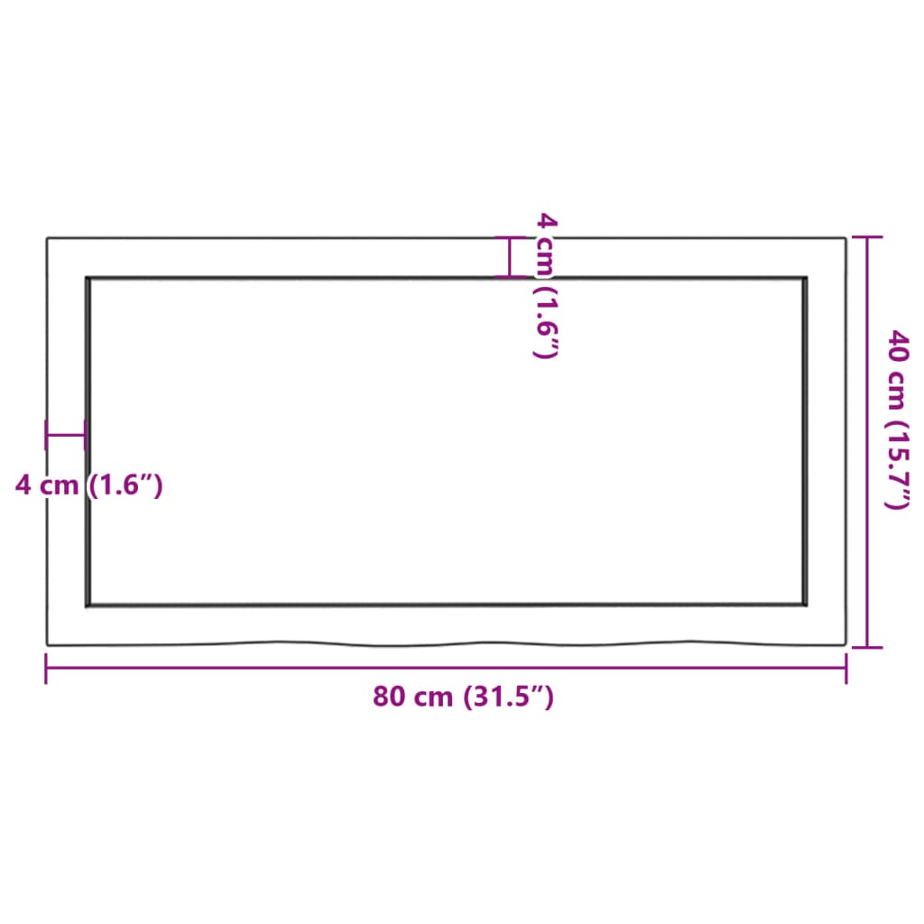 vidaXL Waschtischplatte Dunkelbraun 80x40x(2-6)cm Massivholz Behandelt