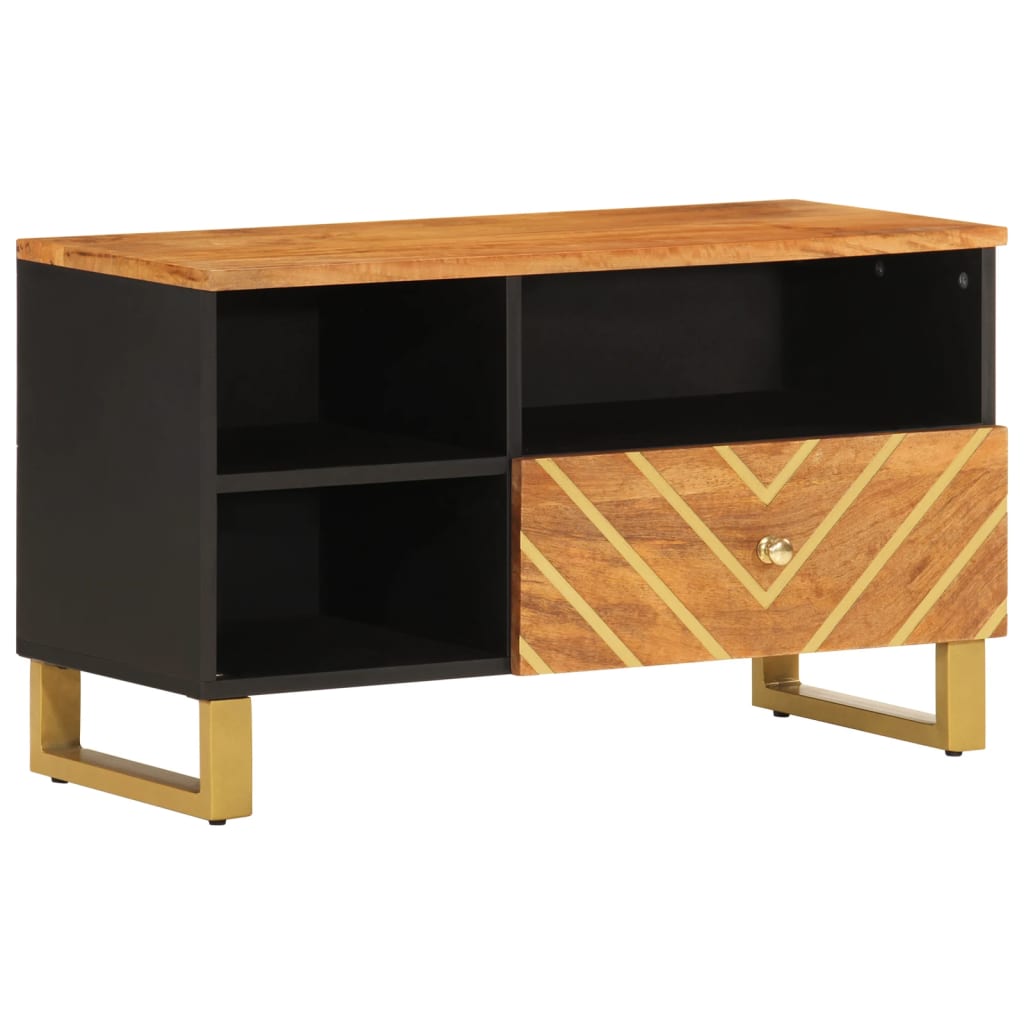 vidaXL TV-Schrank Braun und Schwarz 80x33,5x46 cm Massivholz Mango