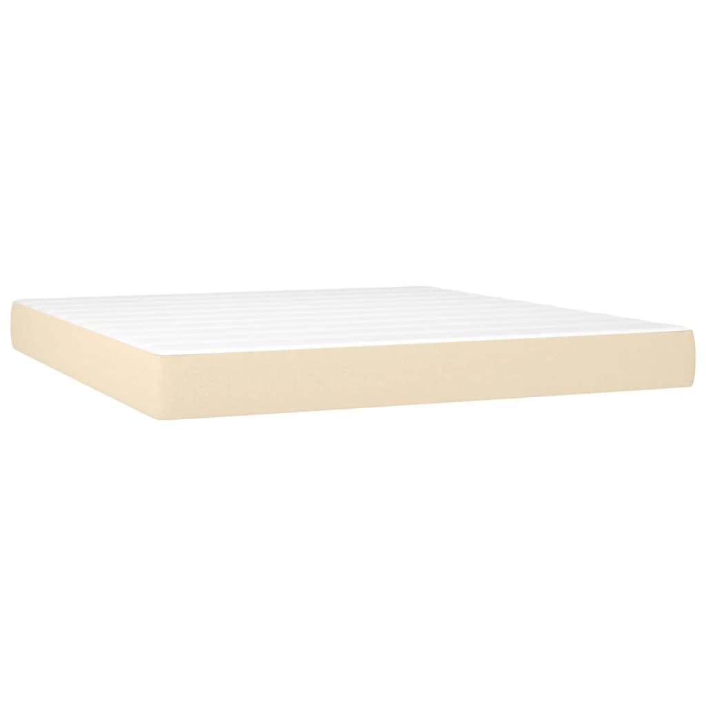 vidaXL Boxspringbett mit Matratze Creme 160x200 cm Stoff