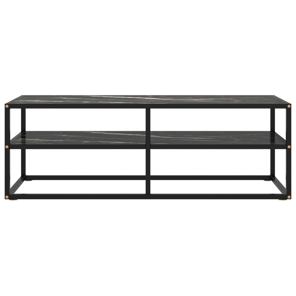 vidaXL TV-Schrank Schwarz mit Hartglas Marmor-Optik 120x40x40 cm