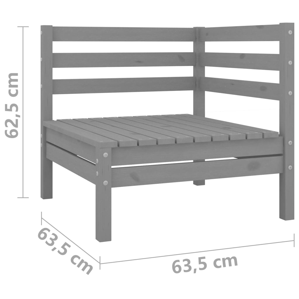 vidaXL 3-tlg. Garten-Lounge-Set Grau Massivholz Kiefer