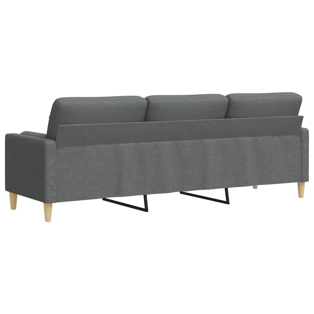 vidaXL Sofa 3-Sitzer mit Zierkissen Dunkelgrau 210 cm Stoff