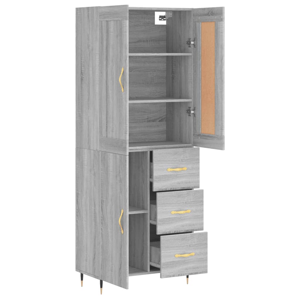 vidaXL Highboard Grau Sonoma 69,5x34x180 cm Holzwerkstoff