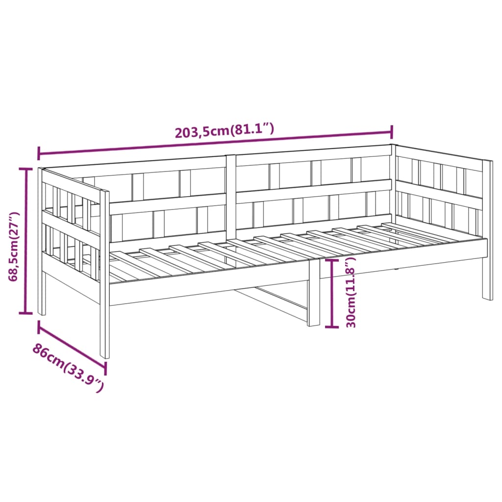 vidaXL Tagesbett Honigbraun Massivholz Kiefer 80x200 cm