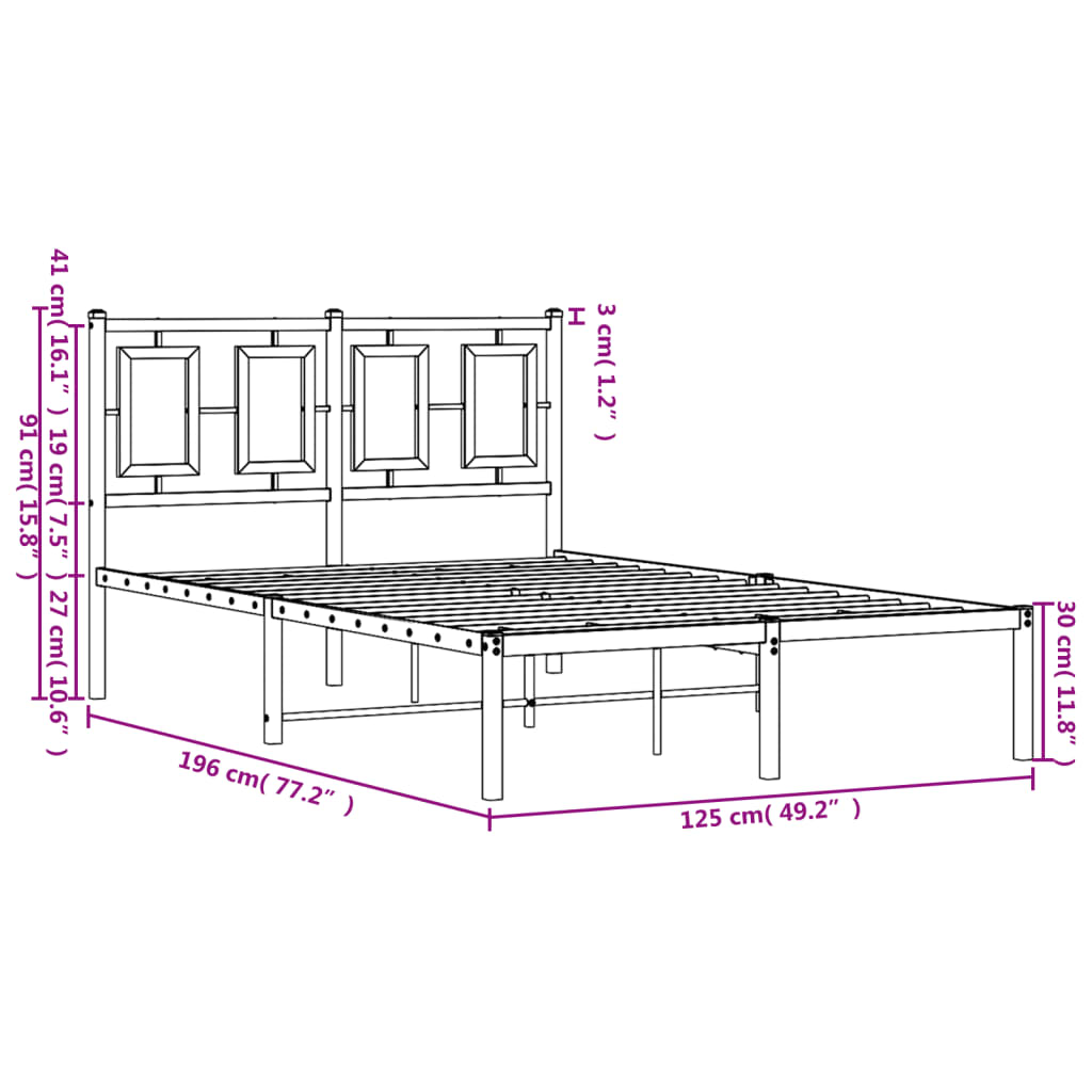 vidaXL Bettgestell mit Kopfteil Metall Weiß 120x190 cm